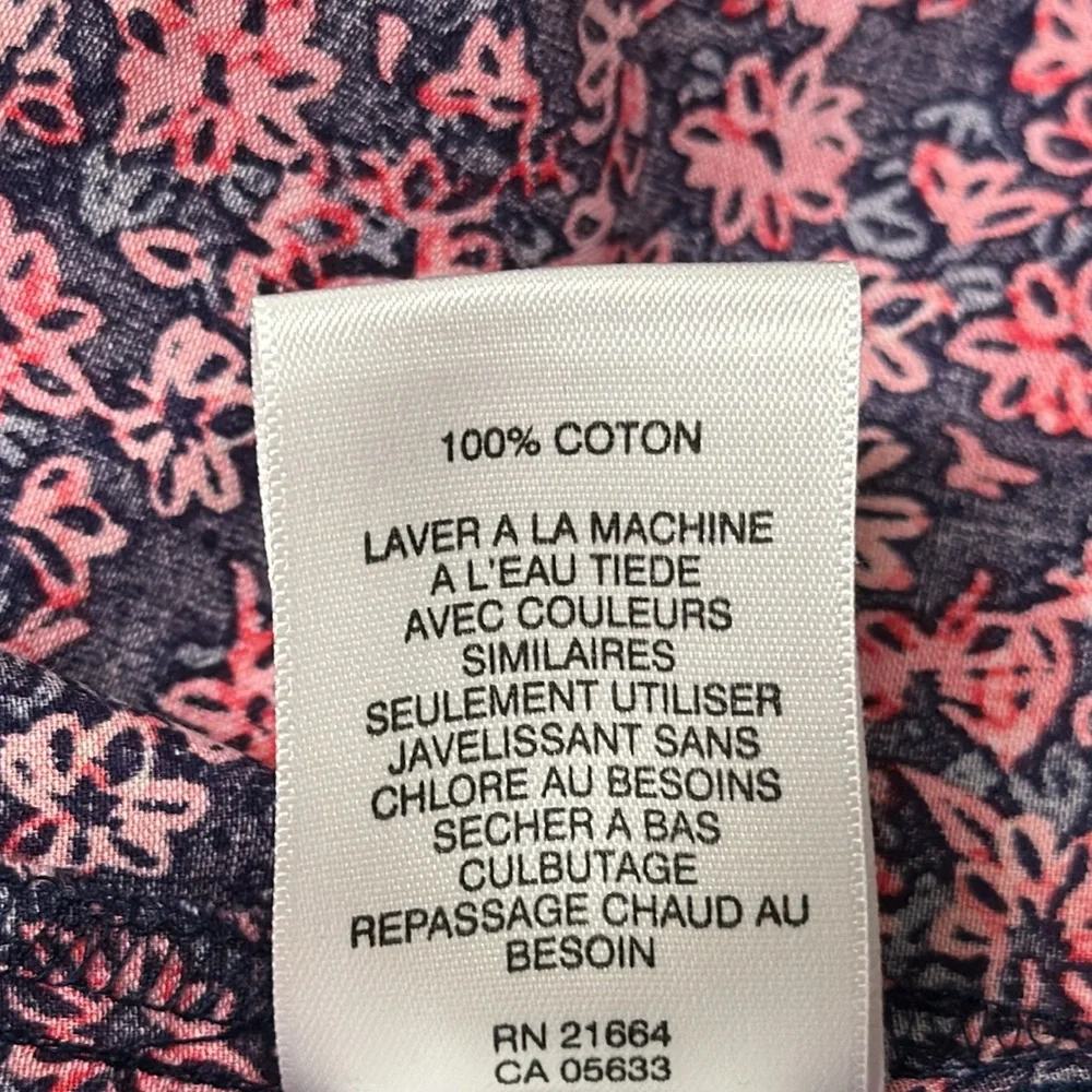 Foxcroft Coral Sunset Floral Button-up Shirt Size 2